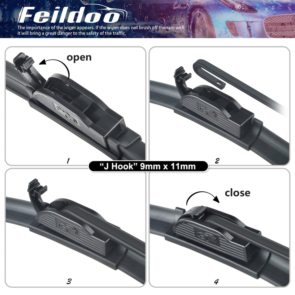 Feildoo 26"+16" Windshield Wiper Blades Fit For Toyota Celica 2001 26 Inch +16 Inch Premium Hybrid replacement for car front window windscreen, Set of 2