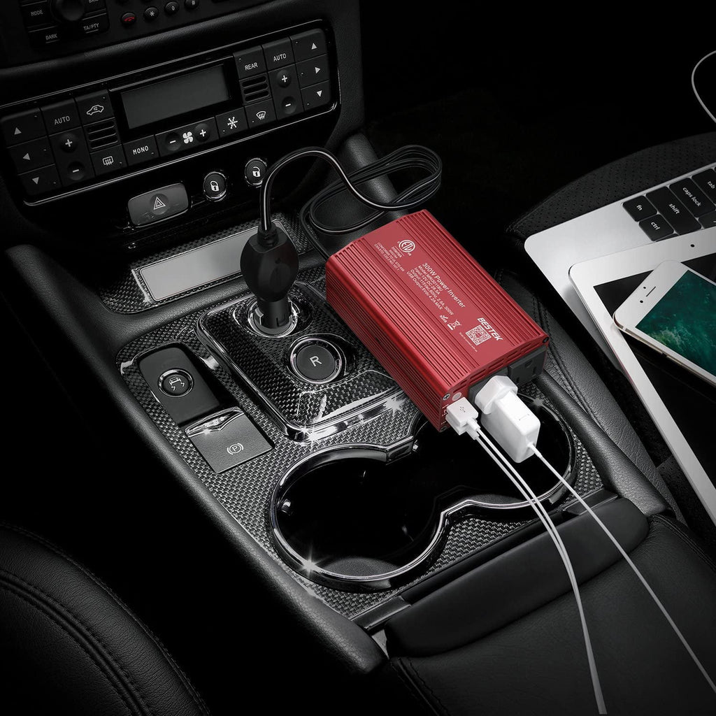 BESTEK 300W Car Inverter,DC 12V to 110V AC Power Inverter with 4.2A 2 USB Ports