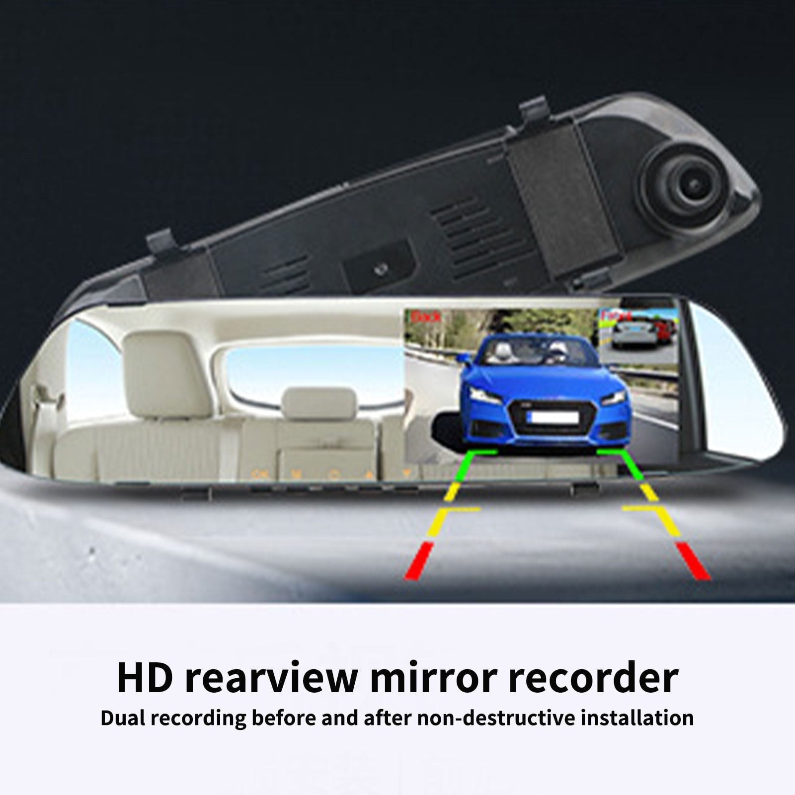 Cameland Car Accessories Mirror Dash Cam Backup Camera12 Inch, HD Smart Rearview Mirror For Cars & Trucks, Front And Rear View Dual Cameras, Night Vision, Parking Assistance Dash Cam on Clearance