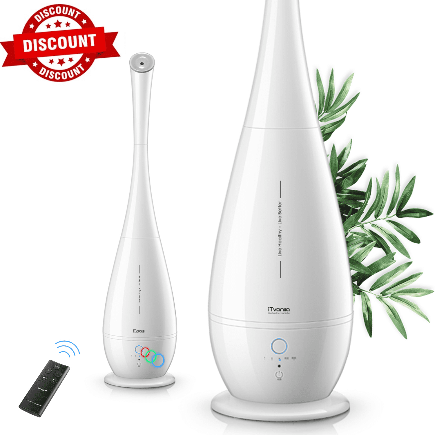 Cool Mist Humidifiers Large Room, 5L Floor Humidifier for Bedroom with Remote Control, Last up to 50 Hours, Smart Humidity Essential Tray