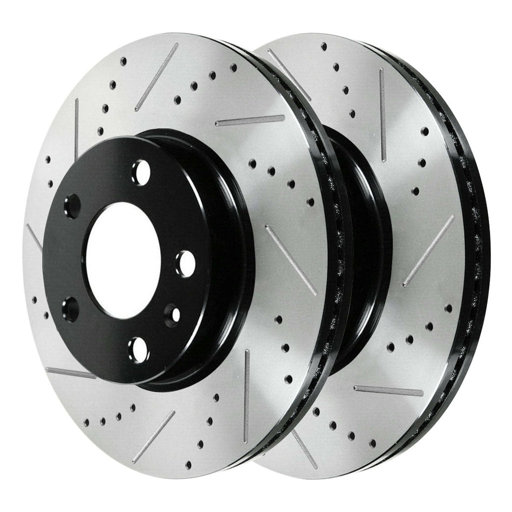 AutoShack Front Drilled Slotted Brake Rotors Black and Ceramic Pads Kit Driver and Passenger Side Replacement for 2011-2013 2014 2015 Chevrolet Cruze 2012-2017 Sonic 2016 Cruze Limited 1.4L 1.8L FWD