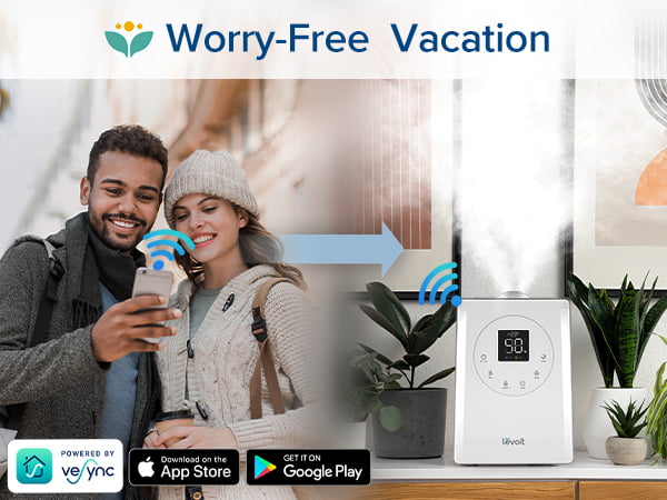 Levoit Smart Warm and Cool Mist Humidifier for Room, 6L Top Fill Air Vaporizer for Large Rooms, LV600s, White