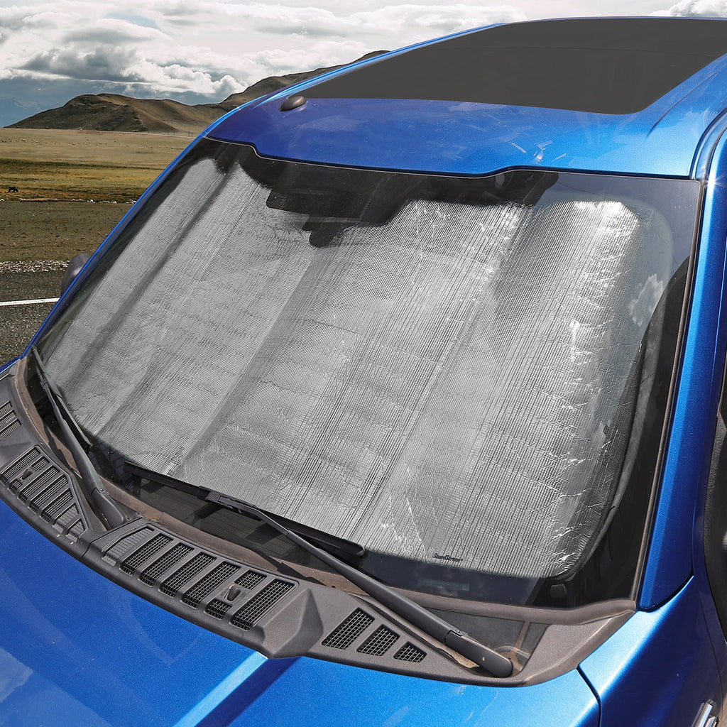 CheroCar Car Sun Shade Windshield Foldable Sunshade Visor Cover for Ford F150 2015-2020, Silver