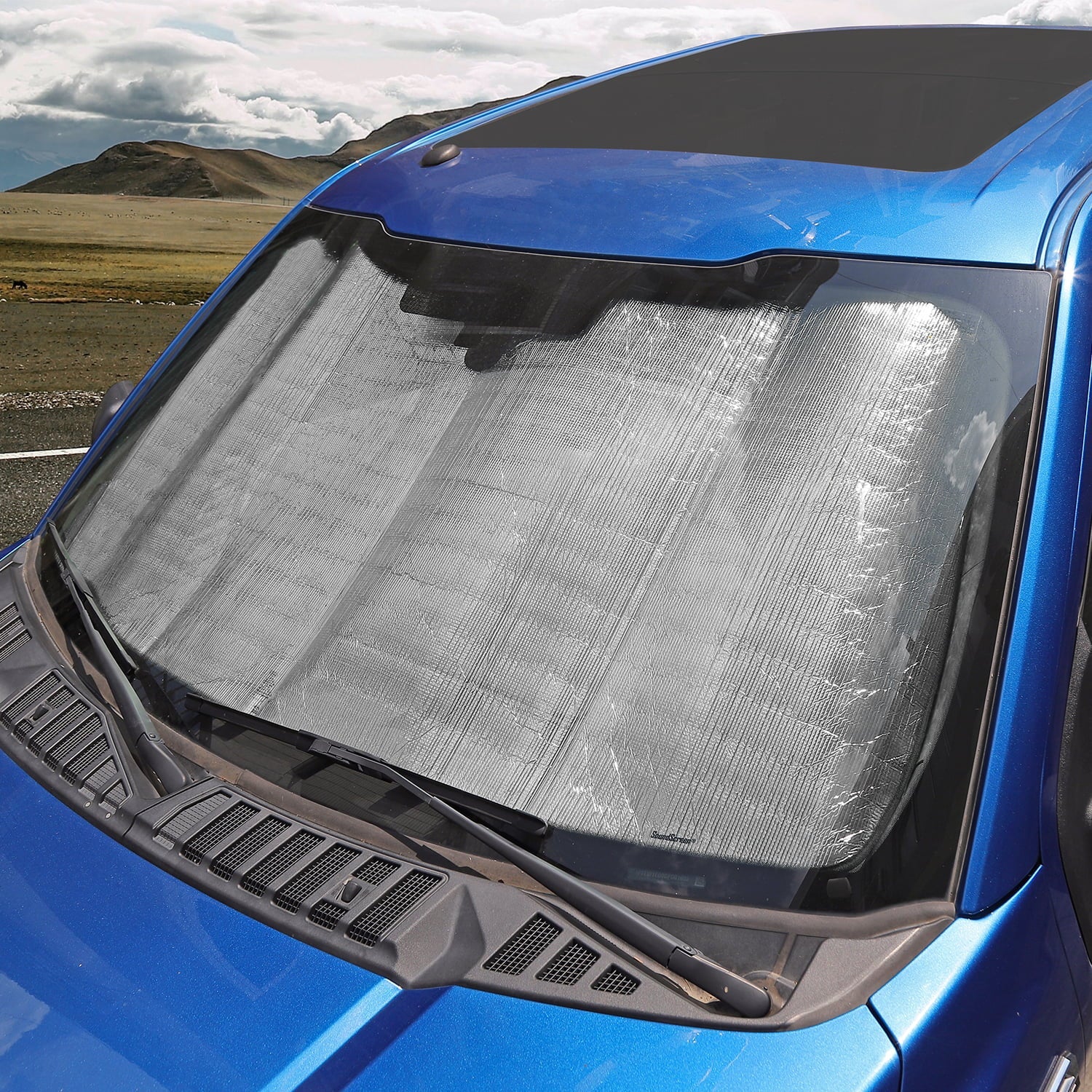 CheroCar Car Sun Shade Windshield Foldable Sunshade Visor Cover for Ford F150 2015-2020, Silver