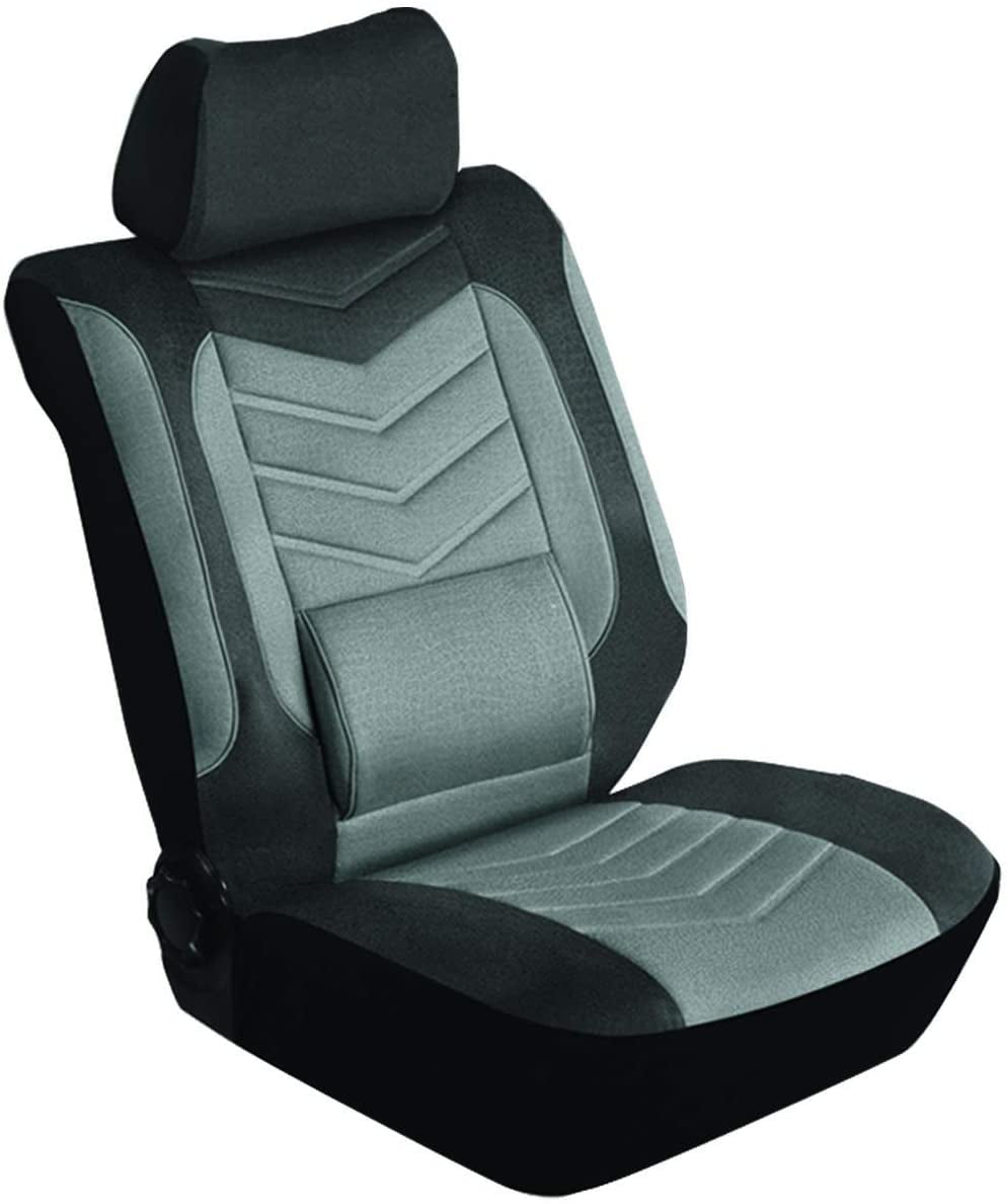 Grandeur Gray Car Seat Cover Set, Car Seat Protector, Interior Car Accessories, Front and Bench Seat Covers, Washable, Fabric, Spill Protectant, Stain Protectant, Easy Installation (Gray)