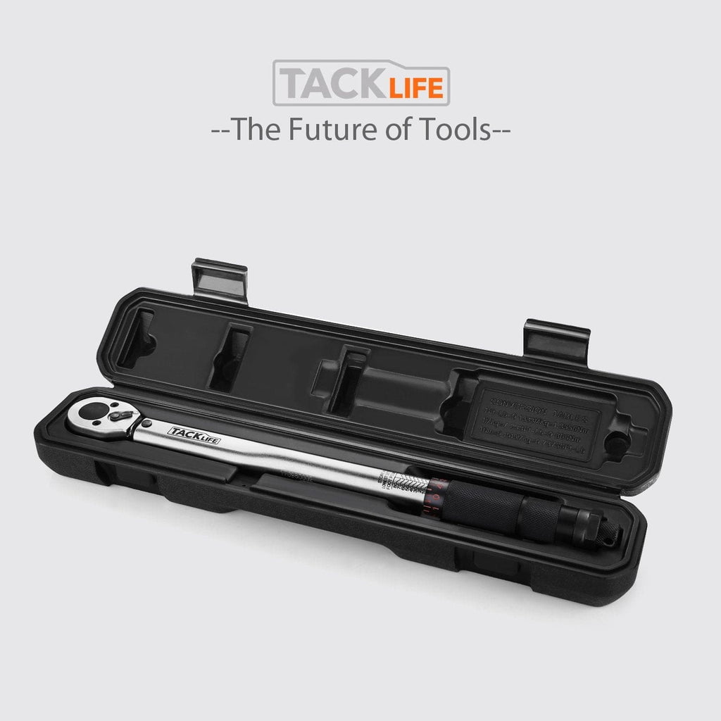 Tacklife 3/8" Drive Click Torque Wrench Set, With 1/2" & 1/4" Adapters And An Extension Bar (10-80 Ft.- Lb./13.6-108.5 Nm)-HTW1A