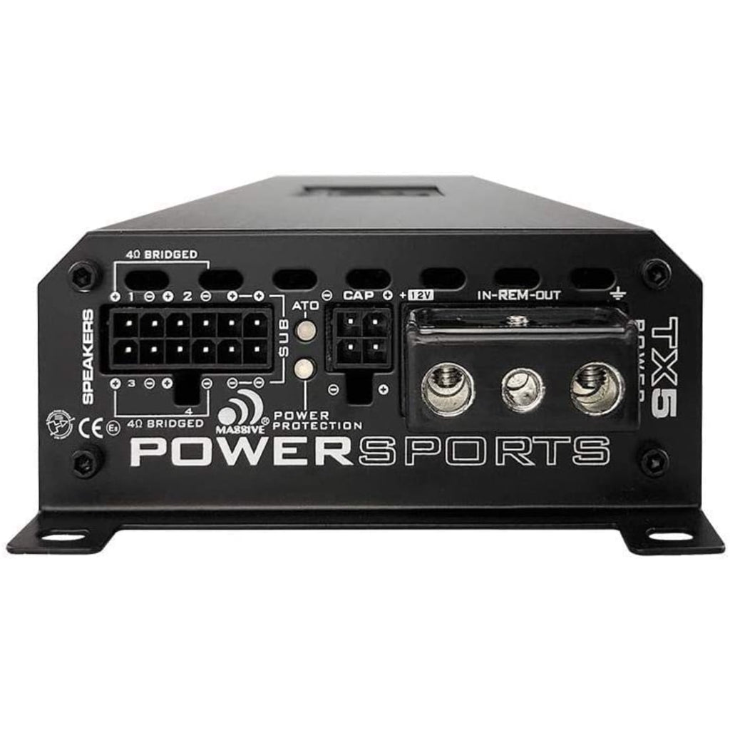 Massive Audio TX5 Trident Series Powersports 120-Watt-RMS X 4 + 300 Watts At 2 Ohms 5-Channel Class AB Marine Amp With Bluetooth