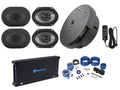 (4) Rockville RV68.3A 6x8" Car Speakers+Amplifier+Powered Hidden Spare Tire Sub