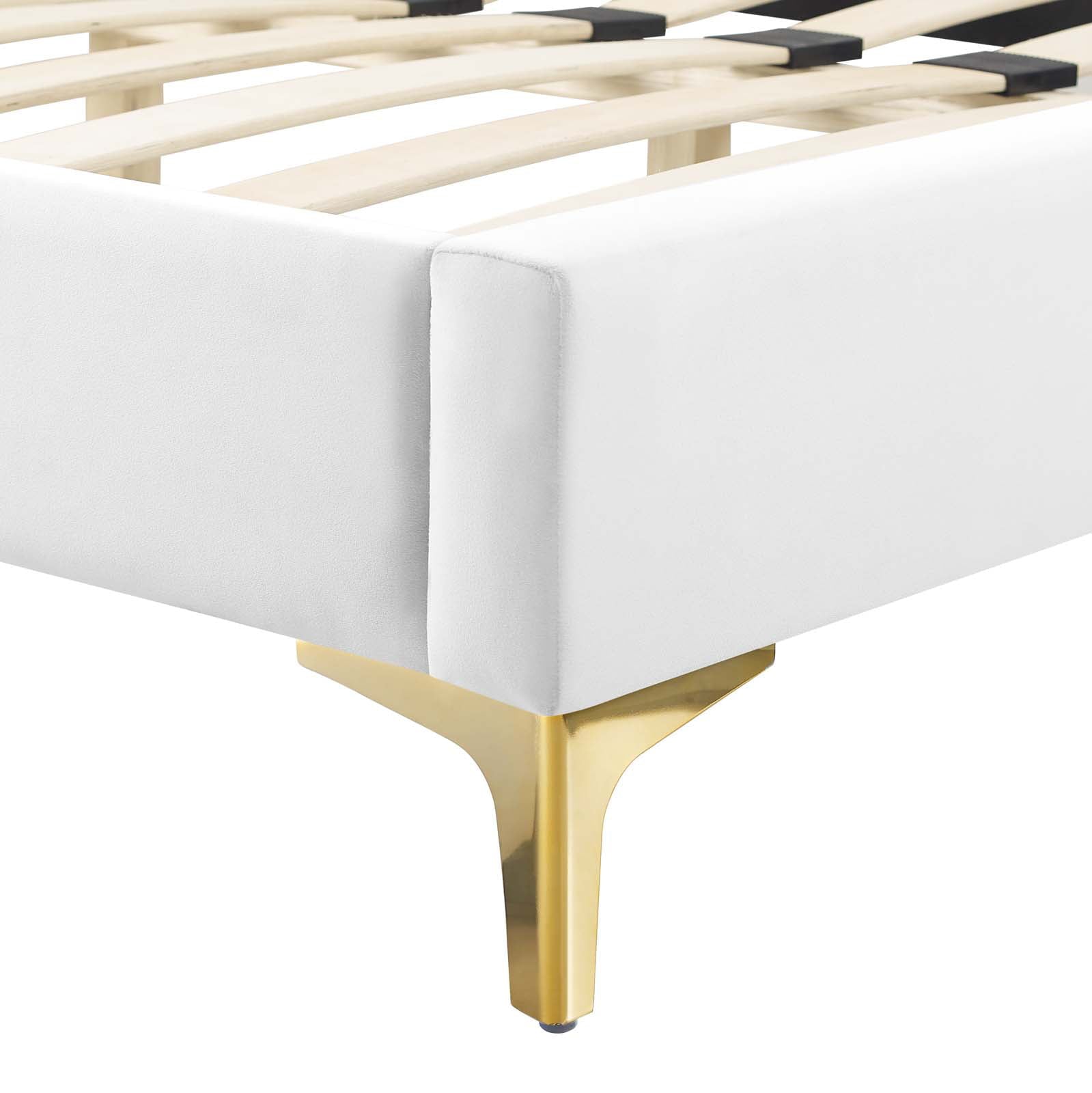 Modway Juniper Channel Tufted Performance Velvet Queen Platform Bed in White