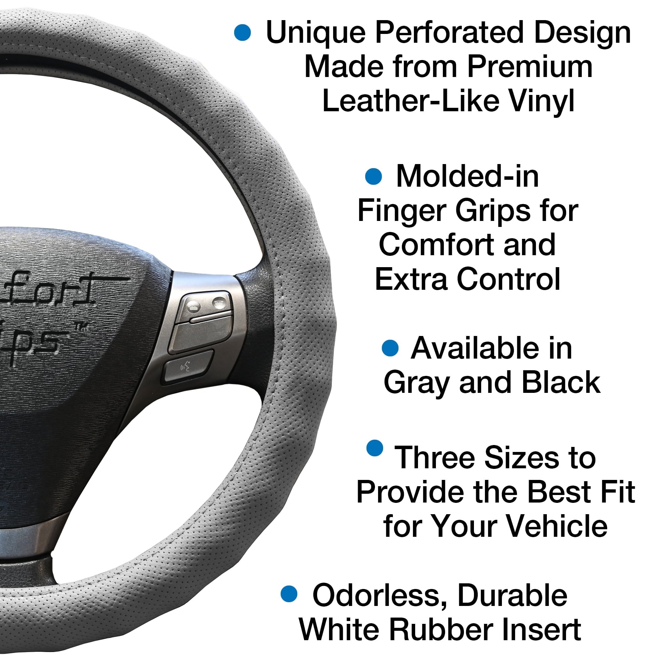 Comfort Grips Steering Wheel Cover - Racing Grip Small (13.5 - 14.4) Grey