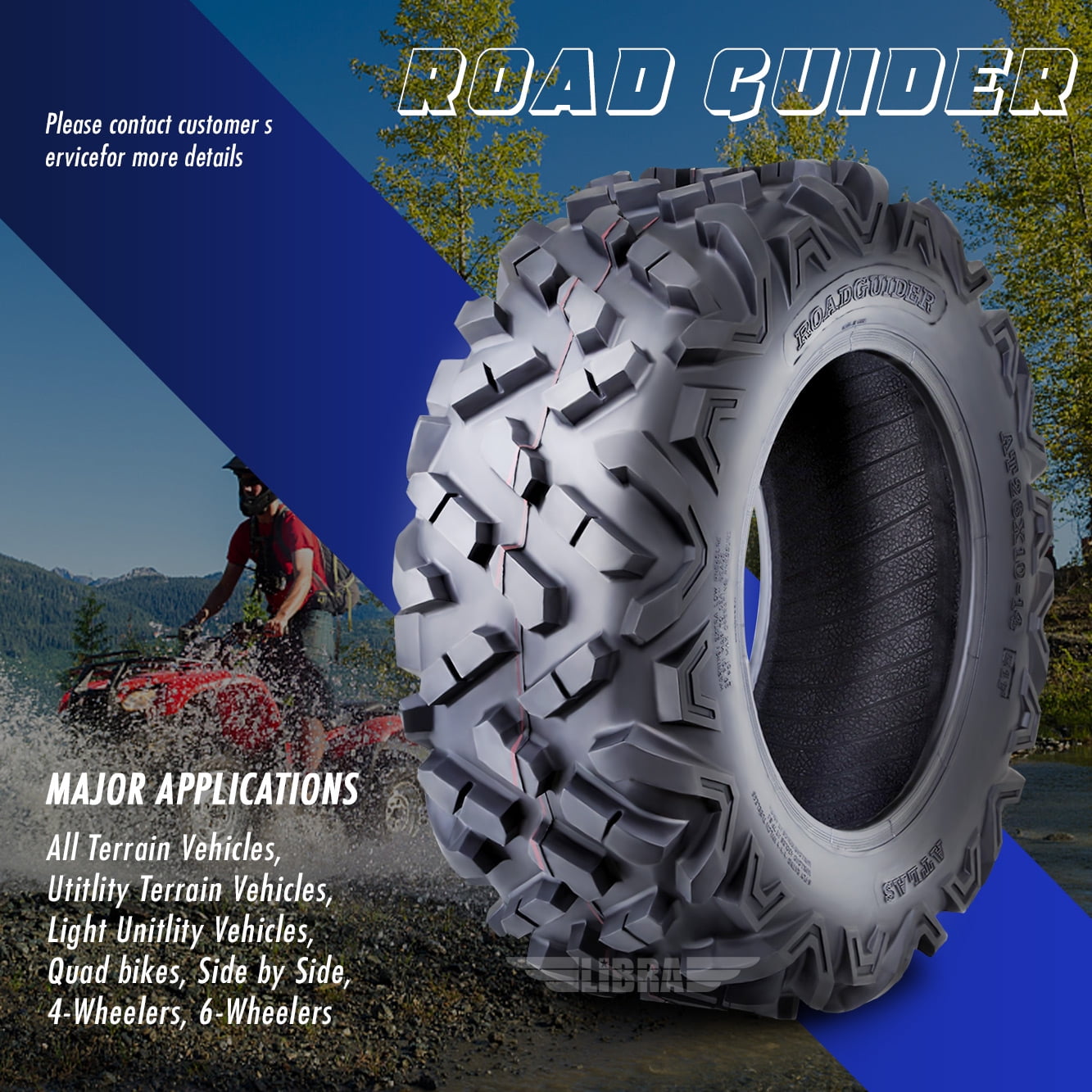 Set 4 Roadguider ATV UTV Tires 26x9-12 26x9x12 front & 26x11-12 26x11x12 Rear 6PR