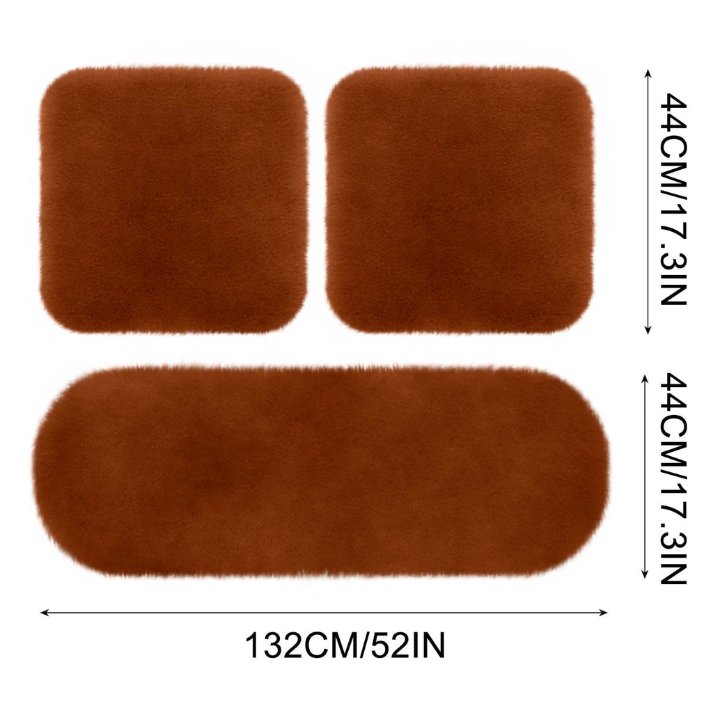 3 Sets Car Front Seat Cushion, Soft Warm Faux Rabbit Fur Winter Auto Seat Cover, 2 PCS Front Seat Cushions&1 PC Rear Seat Cushion, Fluffy Plush Vehicle Seat Protector Pad with Non-Slip Backing