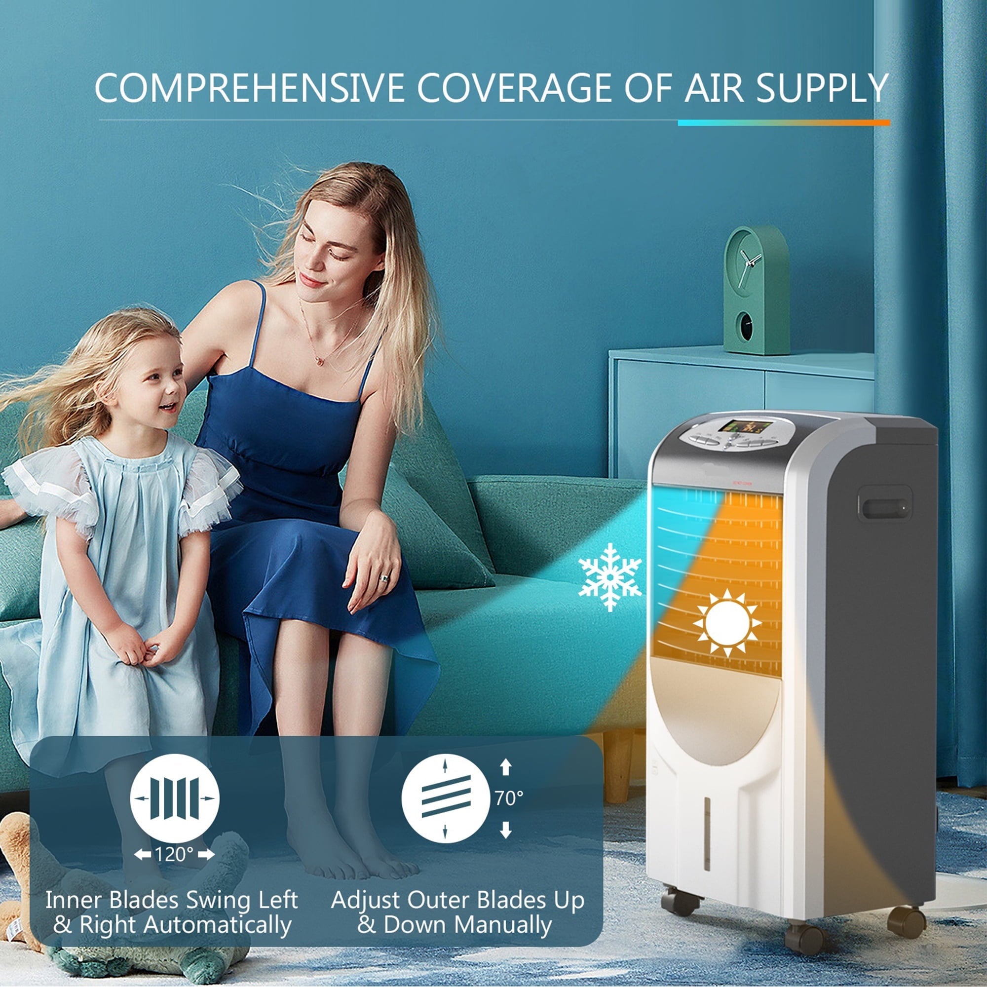 Gymax Air Cooler Heater Portable Evaporative Fan Filter Humidifier