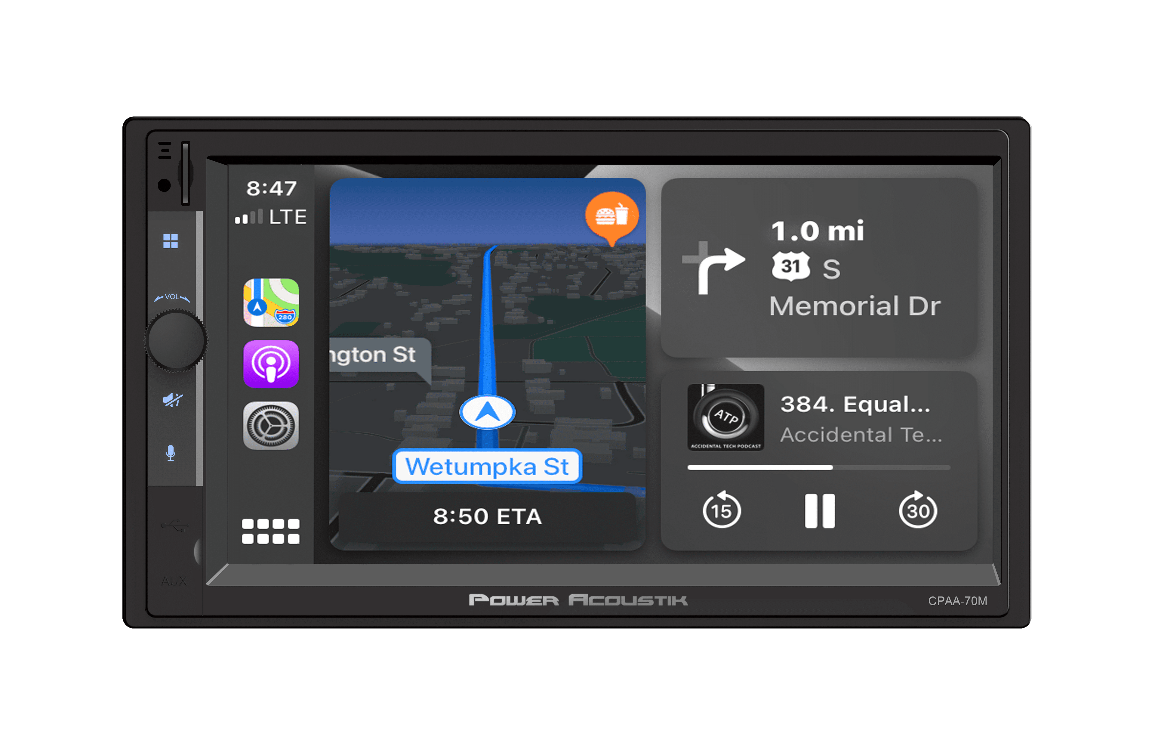 Power Acoustik Car Stereo Combo | Car Play/Android Auto Receiver & (4) 6.5" Speakers | 7" HD LCD with Capacitive Touchscreen & Bluetooth | Double Din | CPAAM7-S2