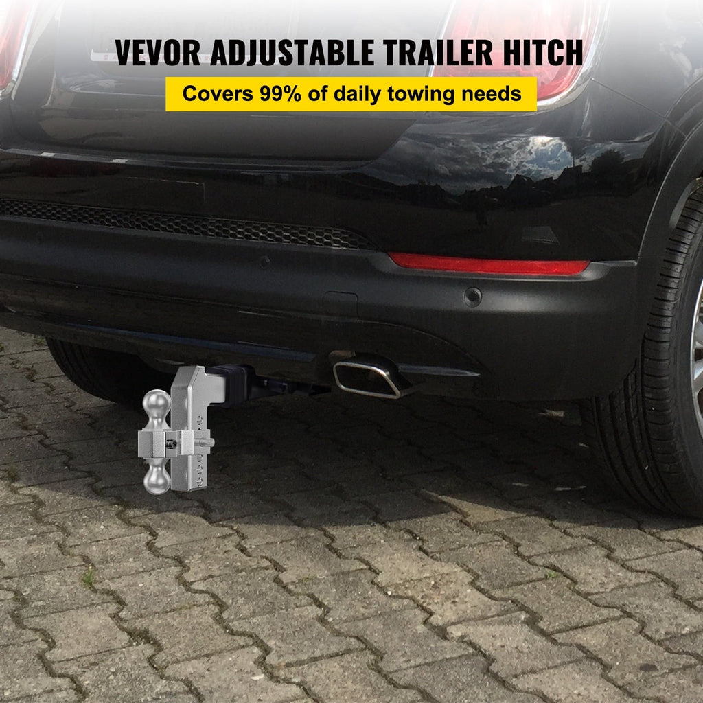 BENTISM Adjustable Trailer Hitch, Fits 2" Receiver, 6" Drop Ball Mount Hitch w/ Forged Aluminum Shank ＆ Two Iron Balls, 12500 lbs Towing Capacity for Most Common Needs, Dual Locking Pins Included