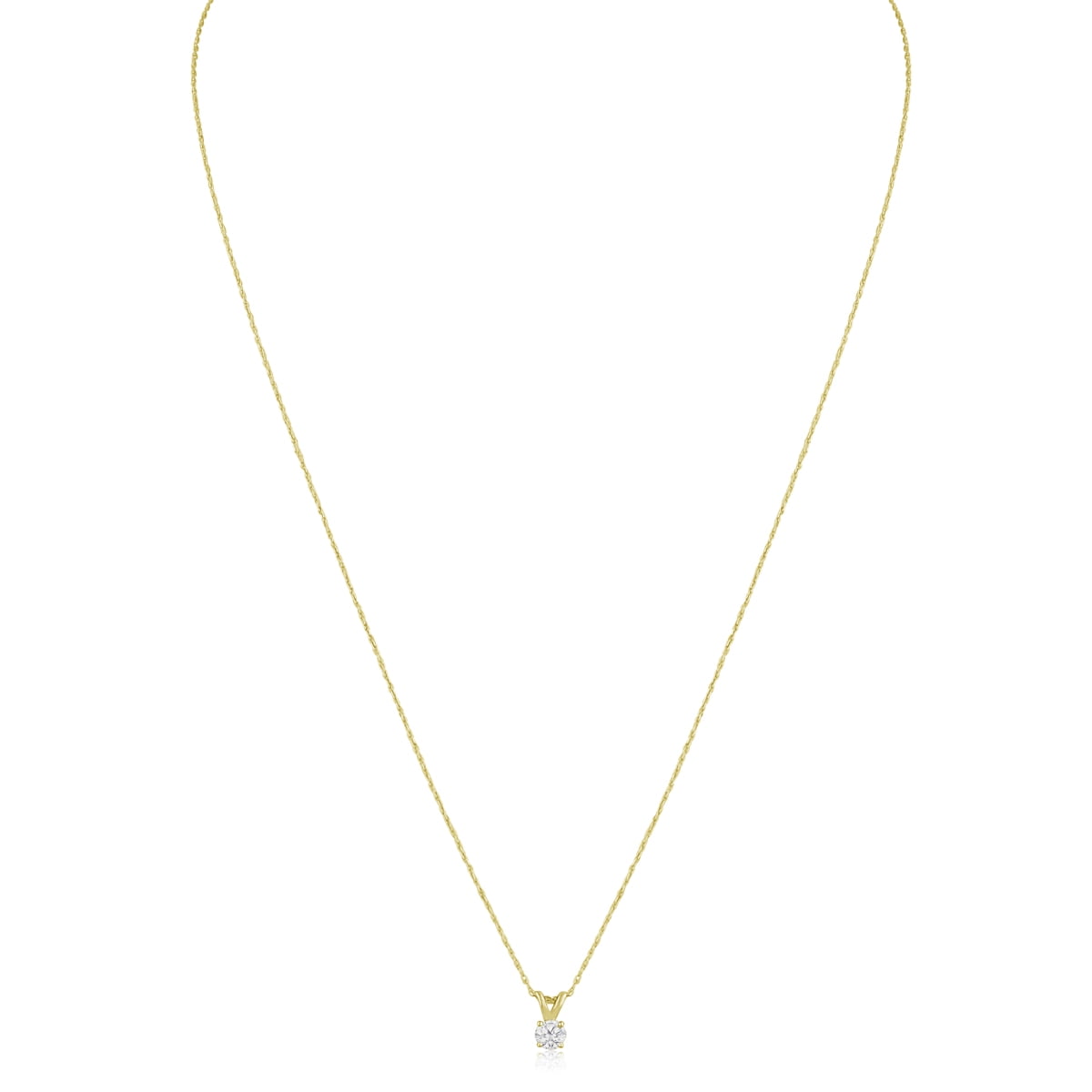 SuperJeweler 14 Karat Yellow Gold 1/6 Carat Diamond Solitaire Necklace, 18 Inches For Women