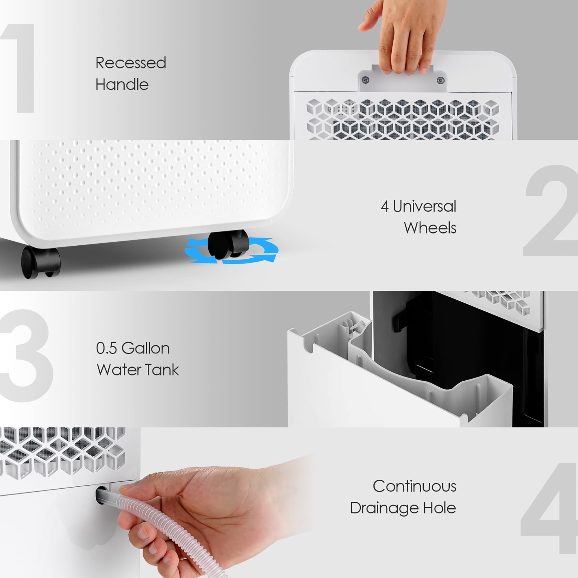Costway 32 Pints 2000 Sq. Ft Dehumidifier for Home & Basements w/3-Color Digital Display