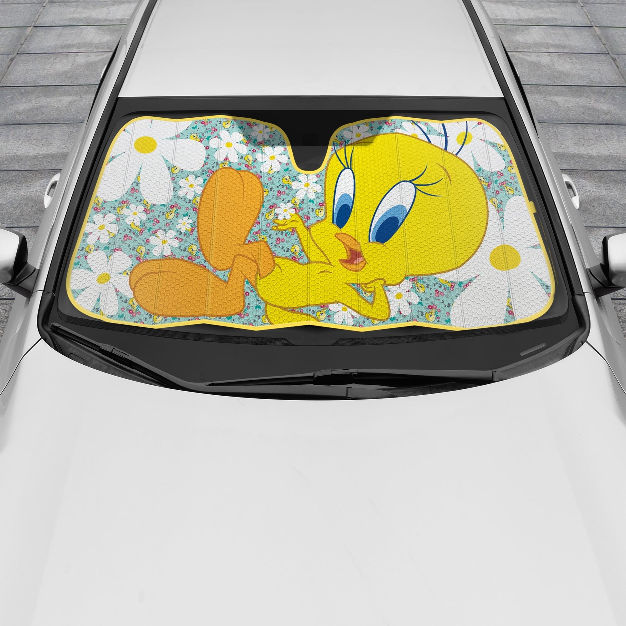 BDK Tweety Bird Front Windshield Auto Shade, Accordion Folding Auto Sunshade for Car Truck SUV-Blocks UV Rays Sun Visor Protector, Keeps Your Vehicle Cool-58 x 27 Inch