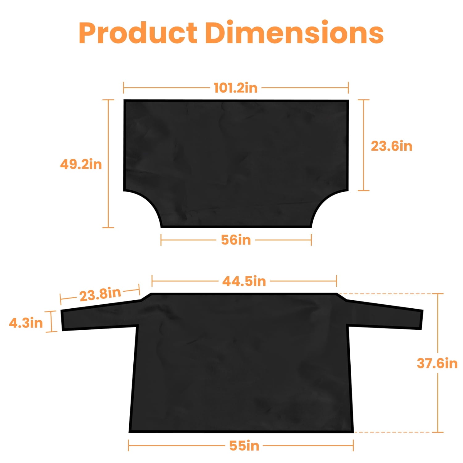 iMounTEK Front Rear Car Frost Guard Winter Windshield Cover for All SUV MPV, Car Accessories for Protection, Black CJ4524