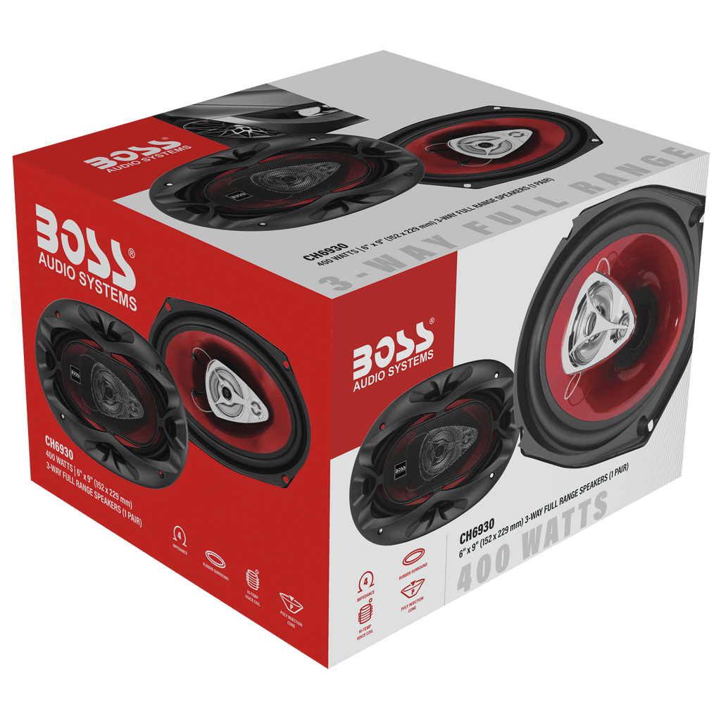 BOSS Audio Systems CH6930 Chaos Series 6 x 9 inch Car Stereo Door Speakers - 400 Watts Max, 3 Way, Full Range Audio, Tweeters, Coaxial, Sold in Pairs
