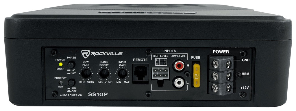 Rockville SS10P 10" 800w Slim Under-Seat Powered Car/Truck Subwoofer Sub+Amp Kit