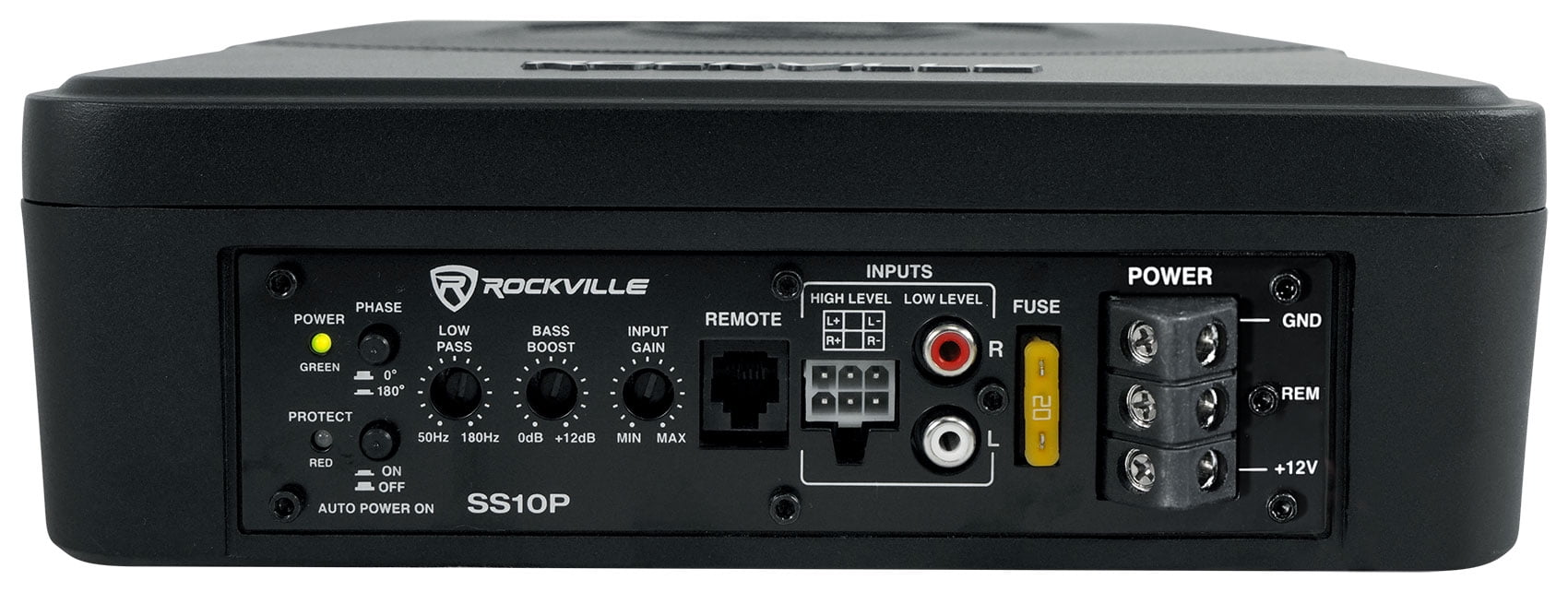Rockville SS10P 10" 800w Slim Under-Seat Powered Car/Truck Subwoofer Sub+Amp Kit