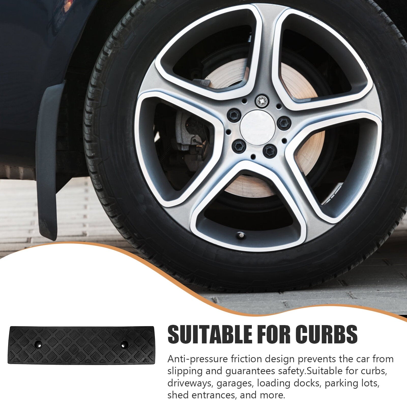 Rubber Curb Ramp Heavy Duty Rubber Threshold Ramp 10 Ton Car Vehicle Curbside Driveway Ramp for Loading Dock Sidewalk Wheelchair