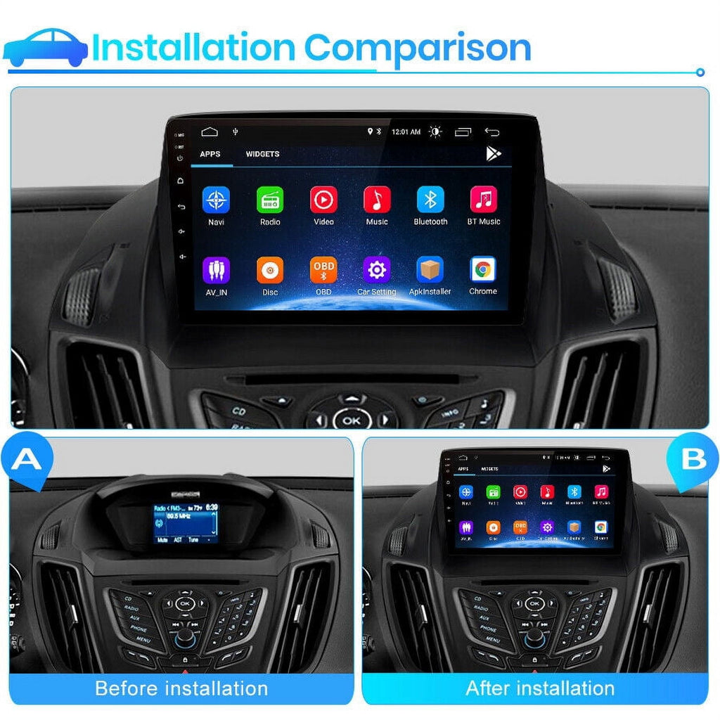 Car Radio Stereo for Ford Escape 2013-2016, 9" Touchscreen Android 12 Support Carplay Android Auto Navigation Bluetooth Radio Video Steering Wheel Control Camera 2G+32G,Black