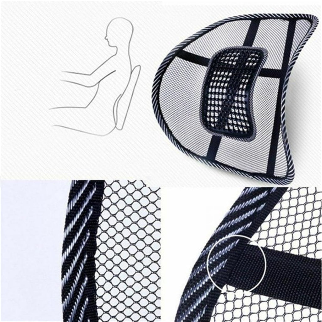 Casewin Black Lumbar Mesh Back Brace Support Office Home Car Seat Chair Ventilate Cool Cushion Pad with Massage | Breathable, Massage Beads for Ultimate Comfort (1 Piece)