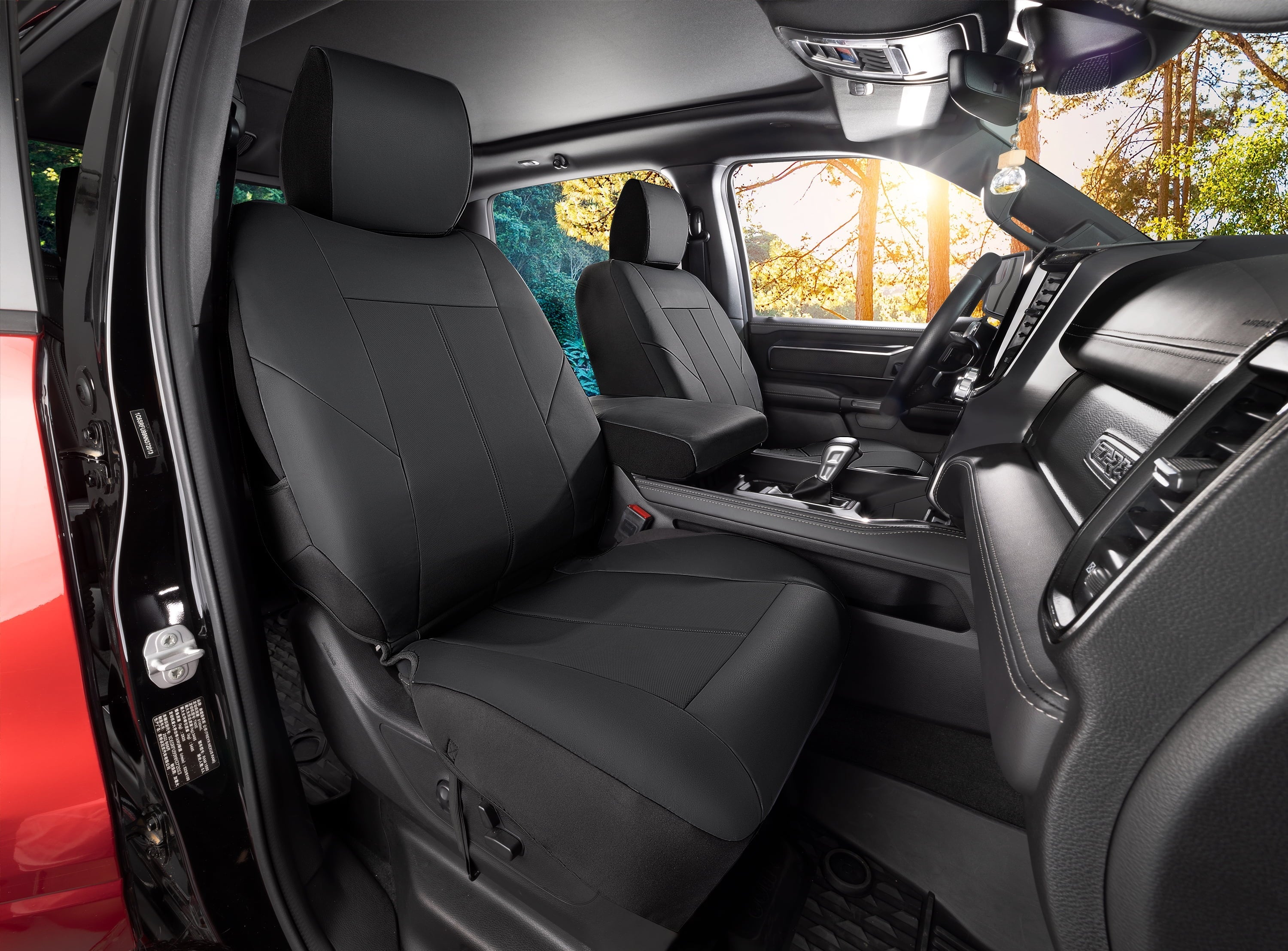 Auto Drive Custom Leather Car Seat Cover Fit for Dodge Ram 1500 2013-2019 Grey