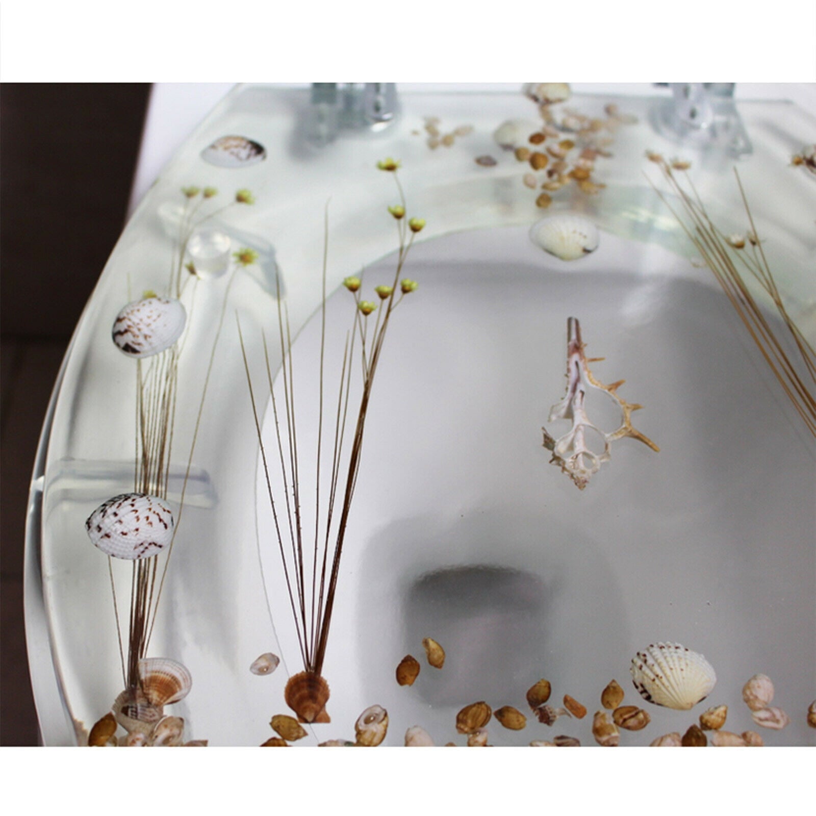 OUKANING Transparent Resin Toilet Seat Shell Decoration Home Bathroom Toilet Durable