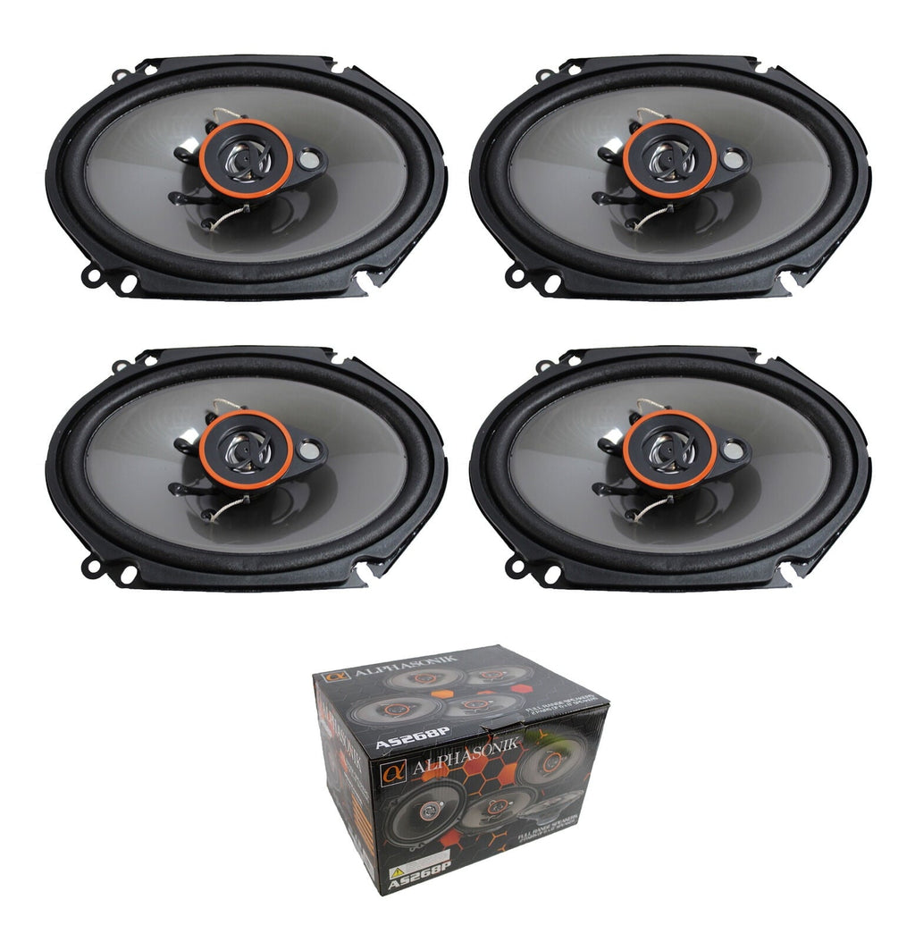 Two Pair of Alphasonik 6x8" 1400W 4 Ohm 3-Way Coaxial Speaker System AS268P
