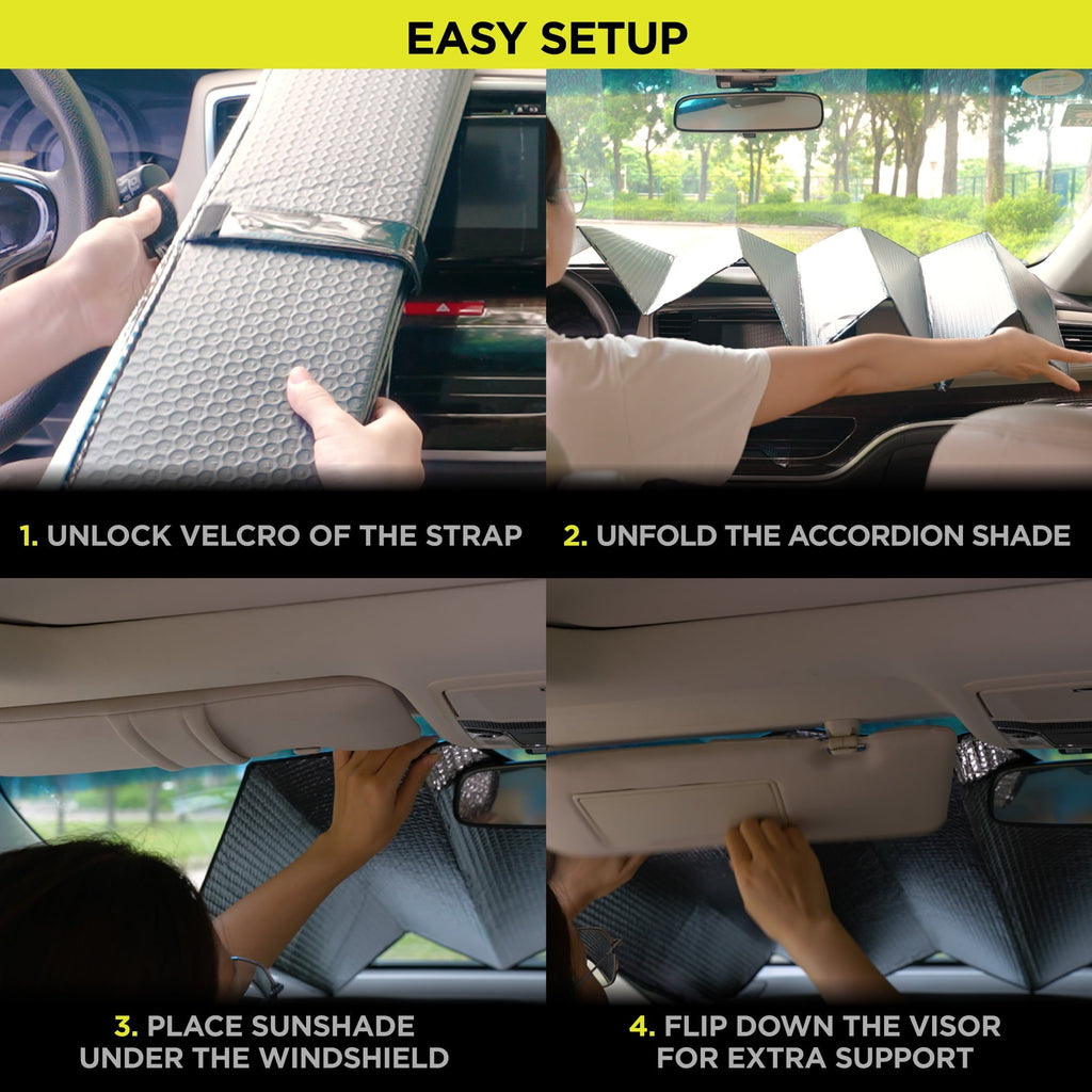Auto Drive Windshield Black Accordion Sunshade for Models Sedan SUV Hatchback Liftback 1 Count, 63"x 28.5"