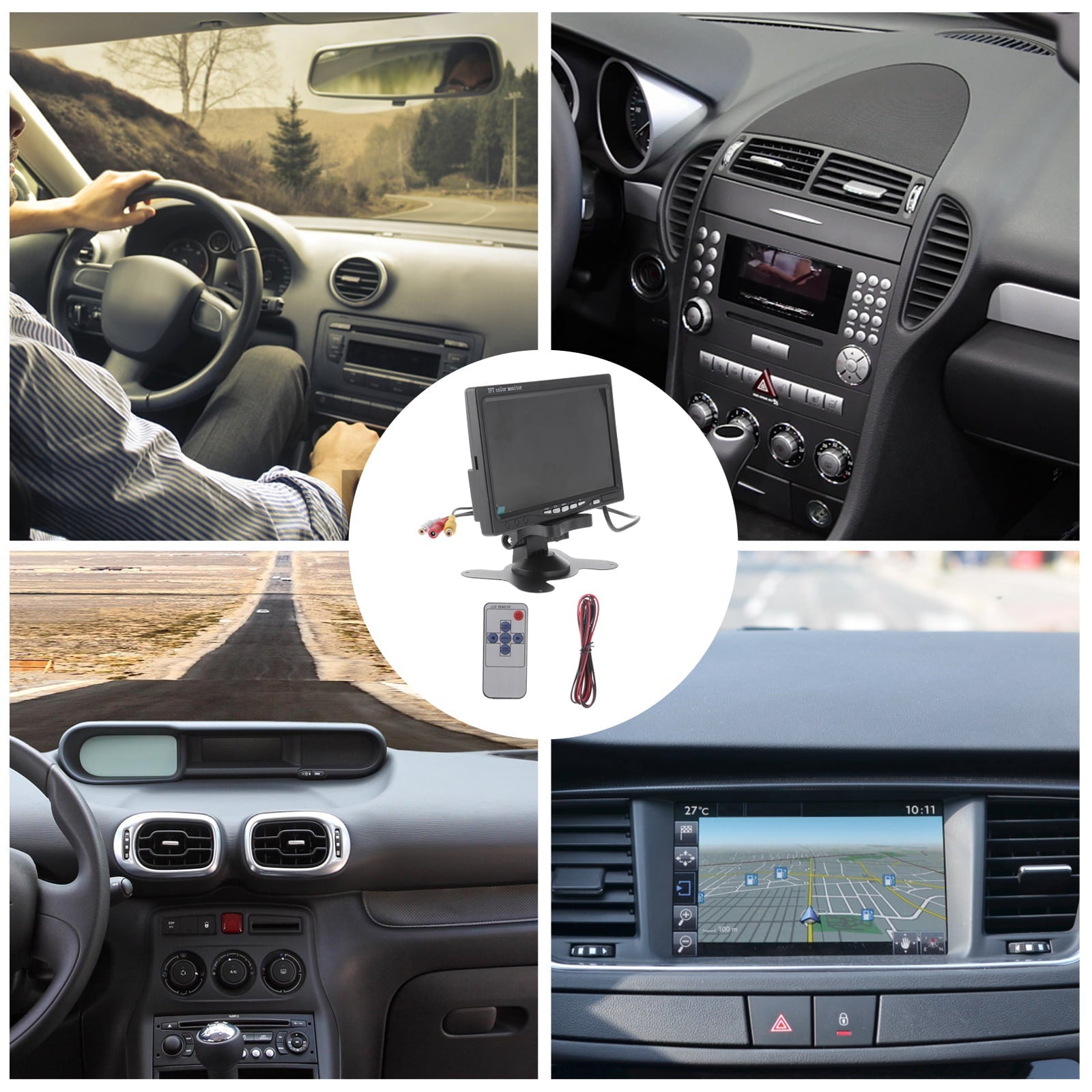 7" TFT LCD Backlight Color Mirror Monitor for Car Reverse Rear View Backup Camera Car DVD Serveillance Camera (Black)