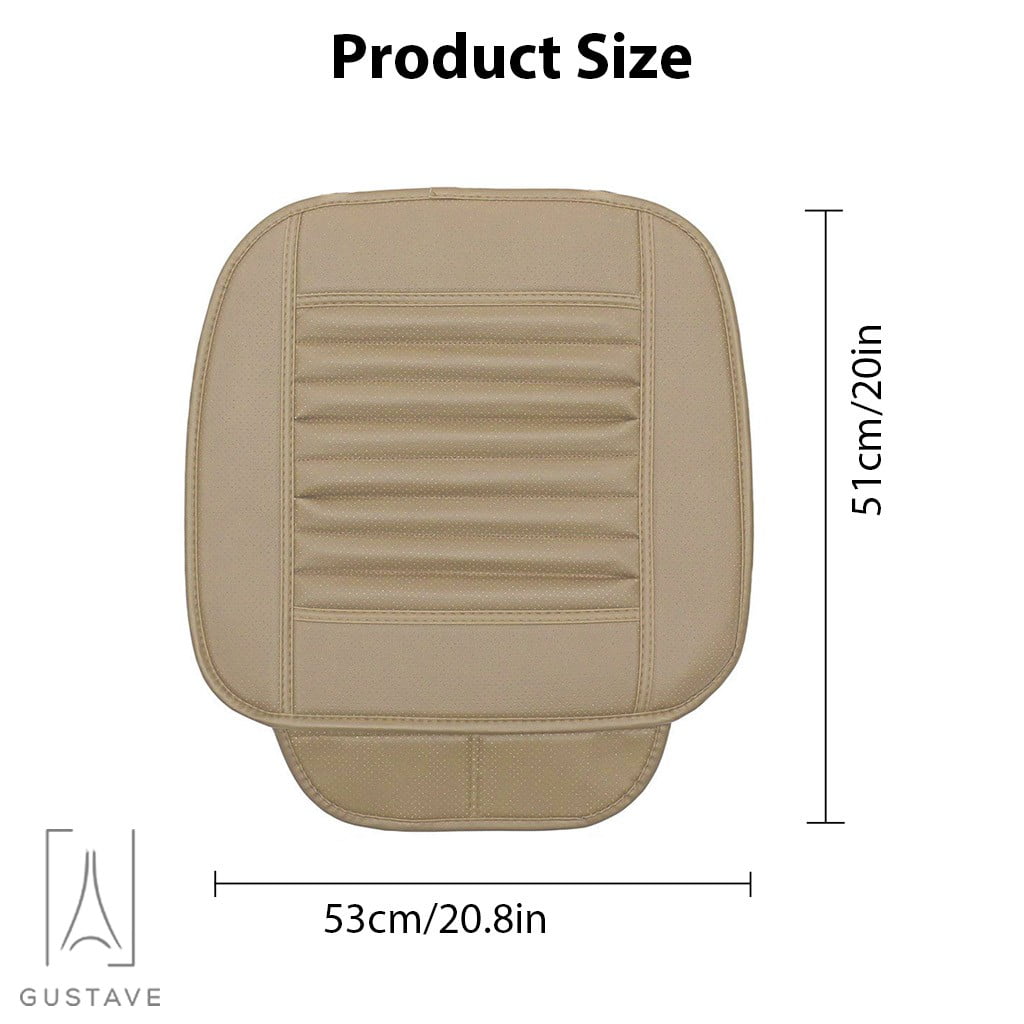 Gustave Universal Car Seat Cushion, Breathable Car Front Seat Pad with PU Leather Bamboo Charcoal Car Seat Protector for Auto Supplies Office Chair "Black"