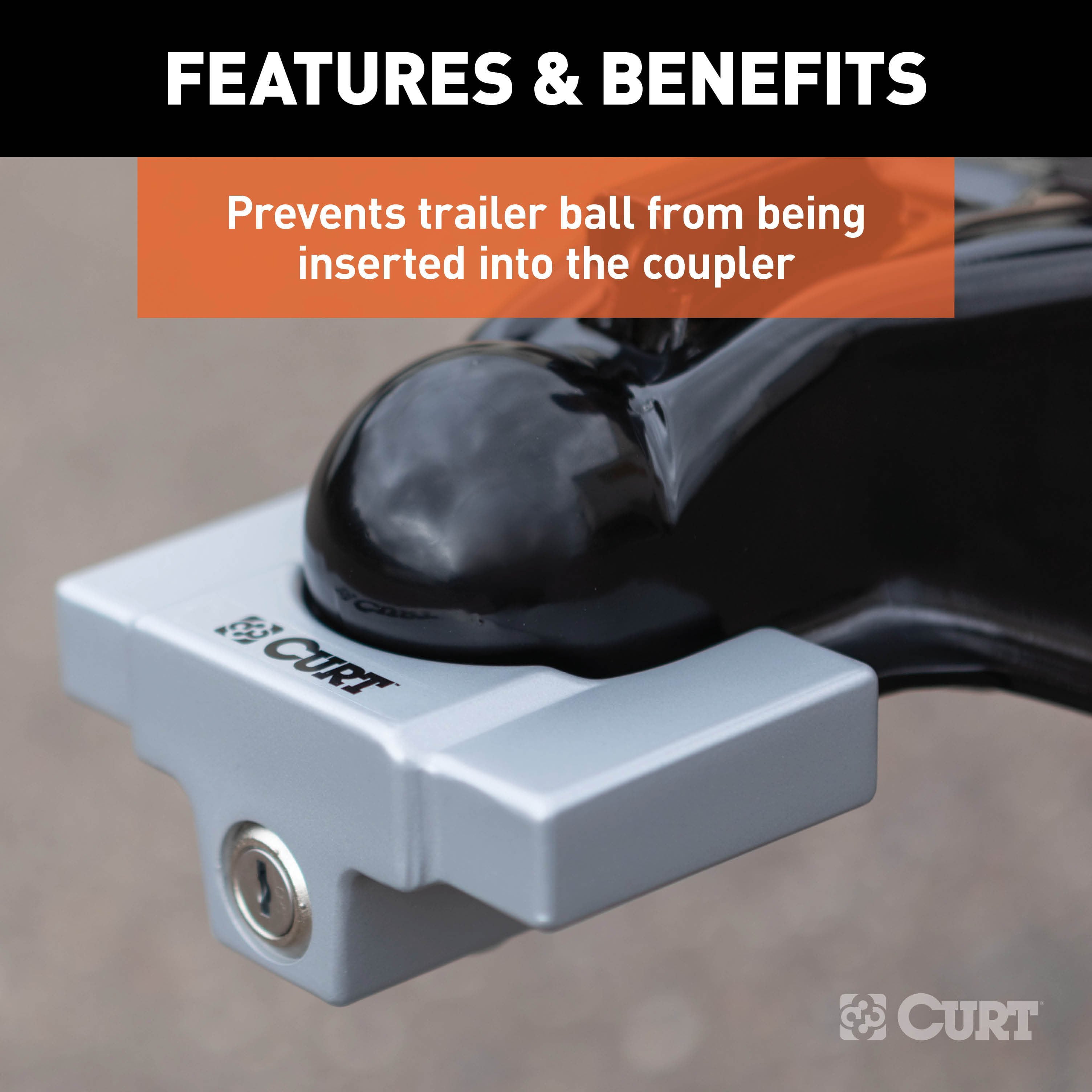CURT 23081 Powder-Coated Aluminum Trailer Tongue Lock, 2-5/16-Inch Couplers