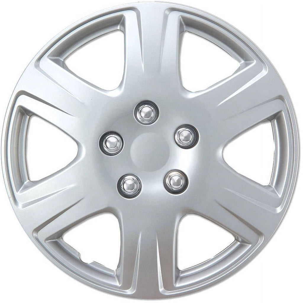 BDK Hubcaps 15" 4 Pieces, Silver, Toyota Corolla Style Replacement, ABS Plastic