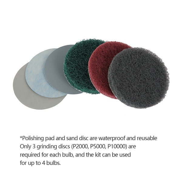 ODOMY DIY Car Lights Kit Polishing Restoration & Headlight Repairing Set P240 Mop Sanding Discs Drill Adapter