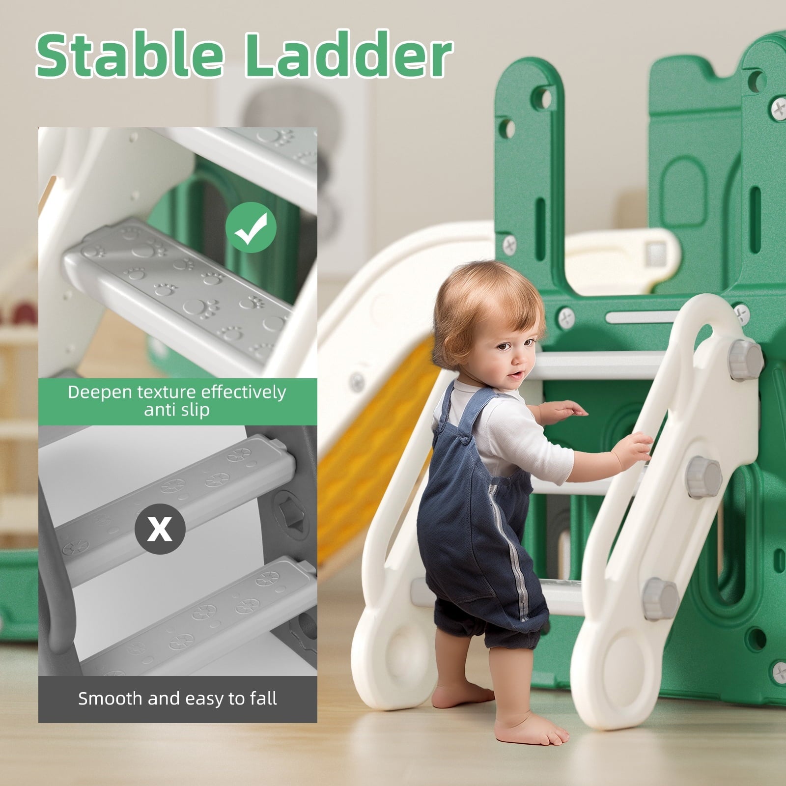KORIMEFA Toddler Slide for Age 1-3 Outdoor Playset Indoor Playground Kids Slides for Backyard Baby Slide 6 in 1 Climber Slides