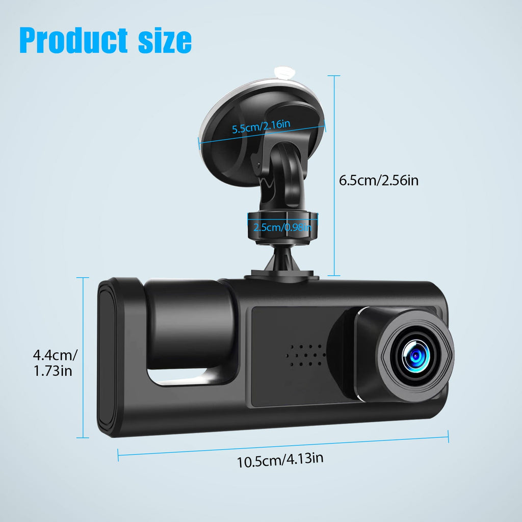 Dash Cam Front and Rear, TSV 3 Channel Dual Dash Camera, 1080P Car Camera DVR Backup Cam, 3 Way Triple Dashboard Driving Recorder, Inside IR Night Vision, G-Sensor, Parking Mode