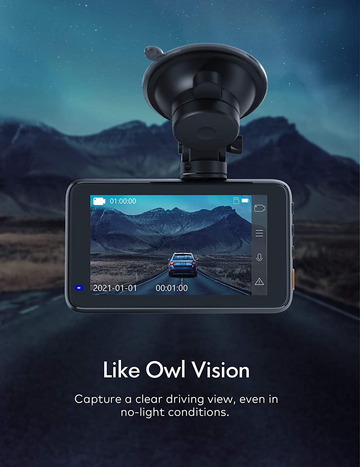 APEMAN Dash Cam, Superior Night Vision WDR, 1080P Dash Camera Sony Sensor, 3'' IPS Screen, 170° Wide Angle, Black, Support GPS