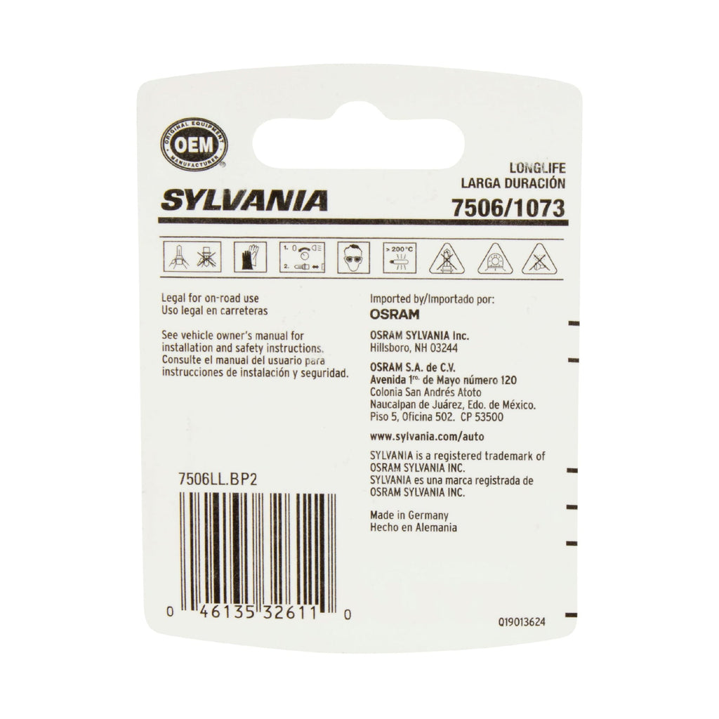 Sylvania 7506 Long Life Automotive Mini Bulb, Pack of 2.