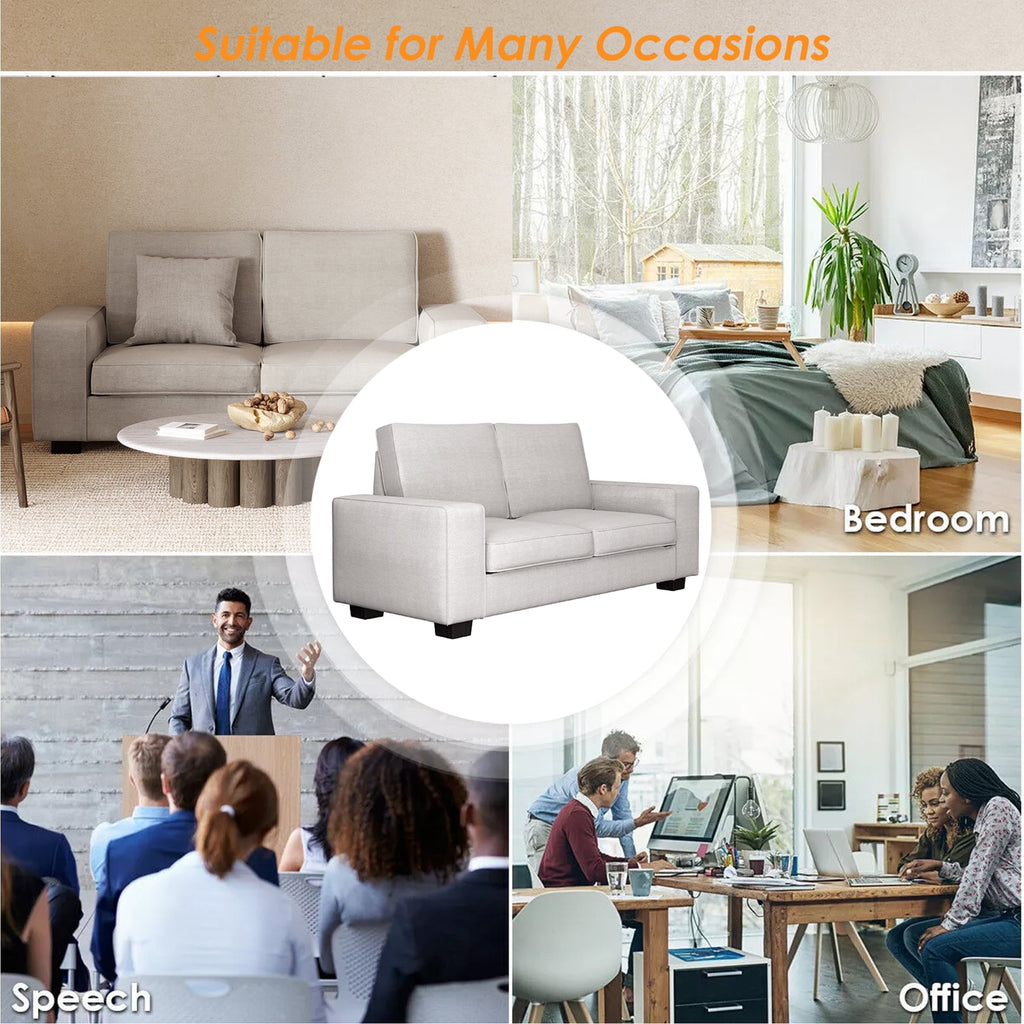 INGALIK 88.58" Modern Loveseat Sofa for Living Room, Chenille Sofa and Couch with Square Armrests, Removable Sofa Cushions and Detachable Sofa Cover, Easy to Install, 3 Seater, Light Grey