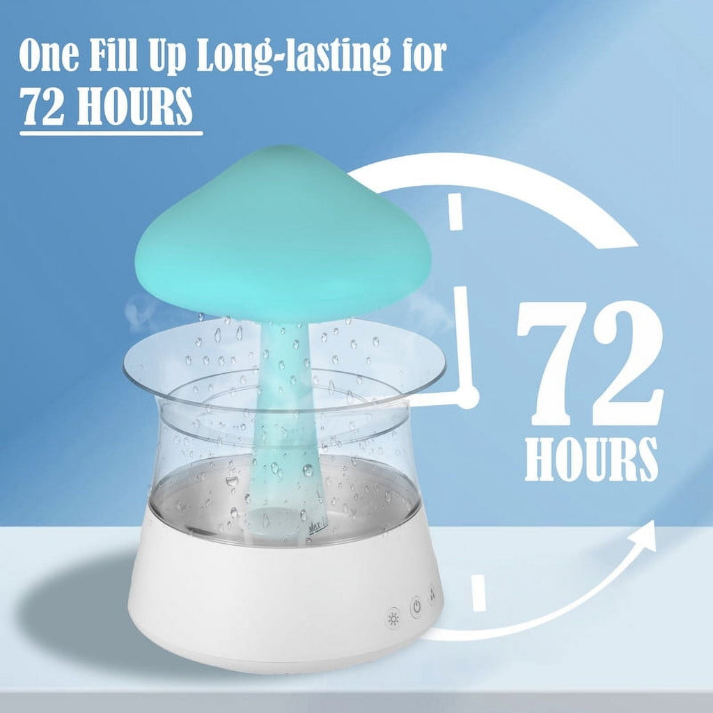 Moyic Waterfall Humidifier Water Drip， Rain Cloud Diffuser with 7 Colors LED Lights， Cloud Humidifier Rain Drop for Sleeping