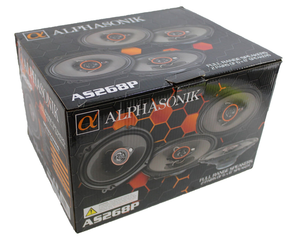 Two Pair of Alphasonik 6x8" 1400W 4 Ohm 3-Way Coaxial Speaker System AS268P
