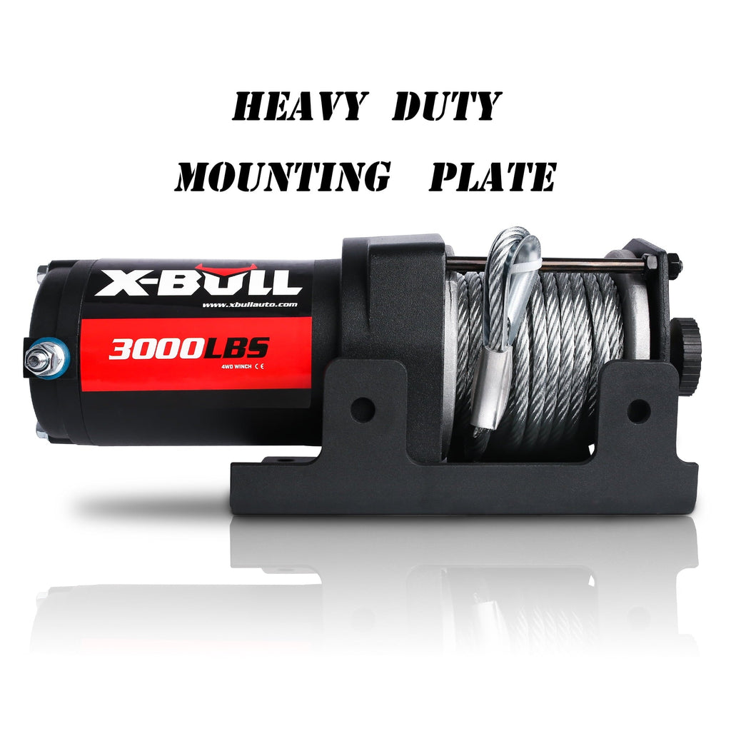 X-BULL Electric Winch 12V 3000LBS Steel Wire for Towing ATV/UTV Off Road with Mounting Bracket Wireless Remote