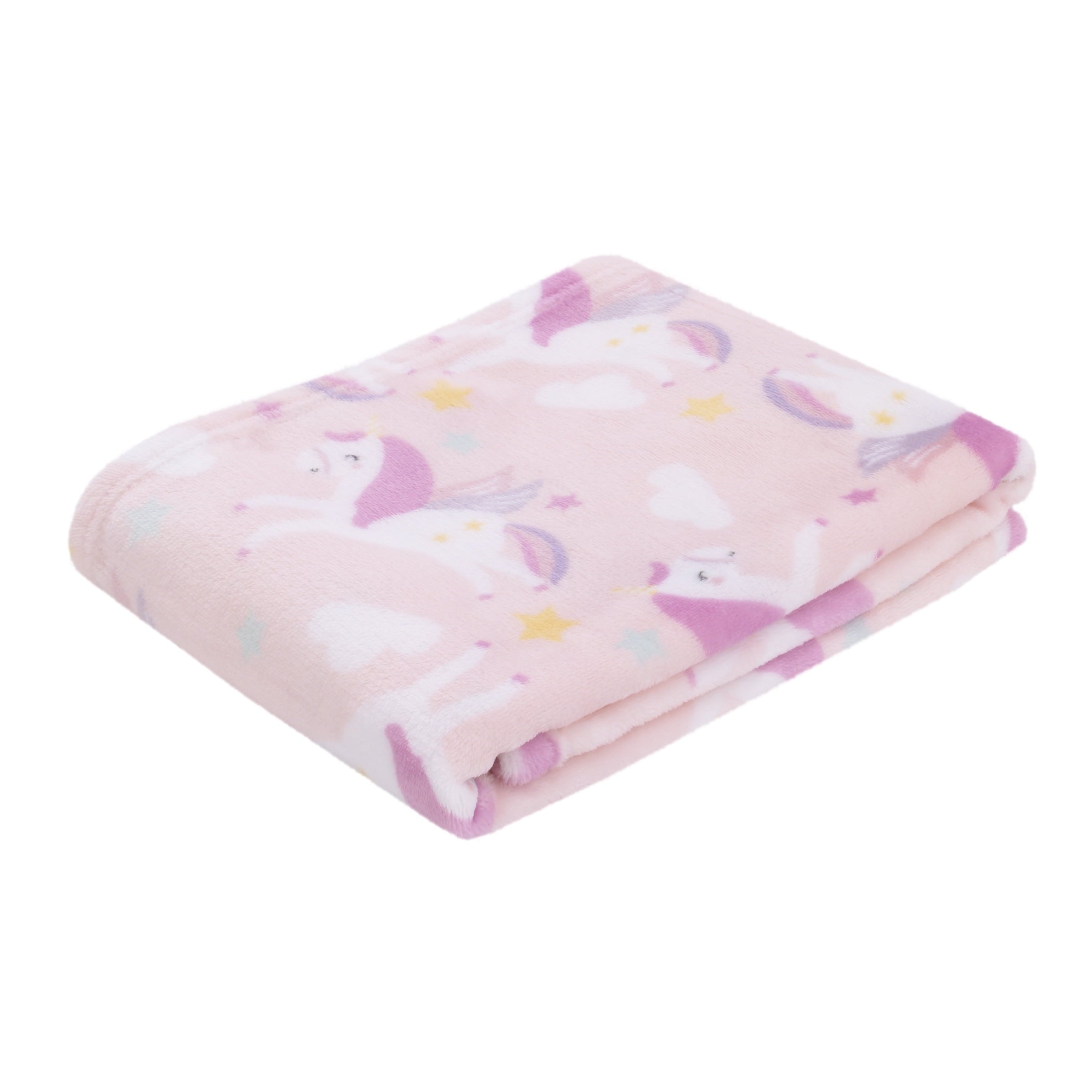 Parent's Choice Plush Baby Blanket, Pink Unicorn Print, 30x36 Inches, Pink, White, Infant Girl