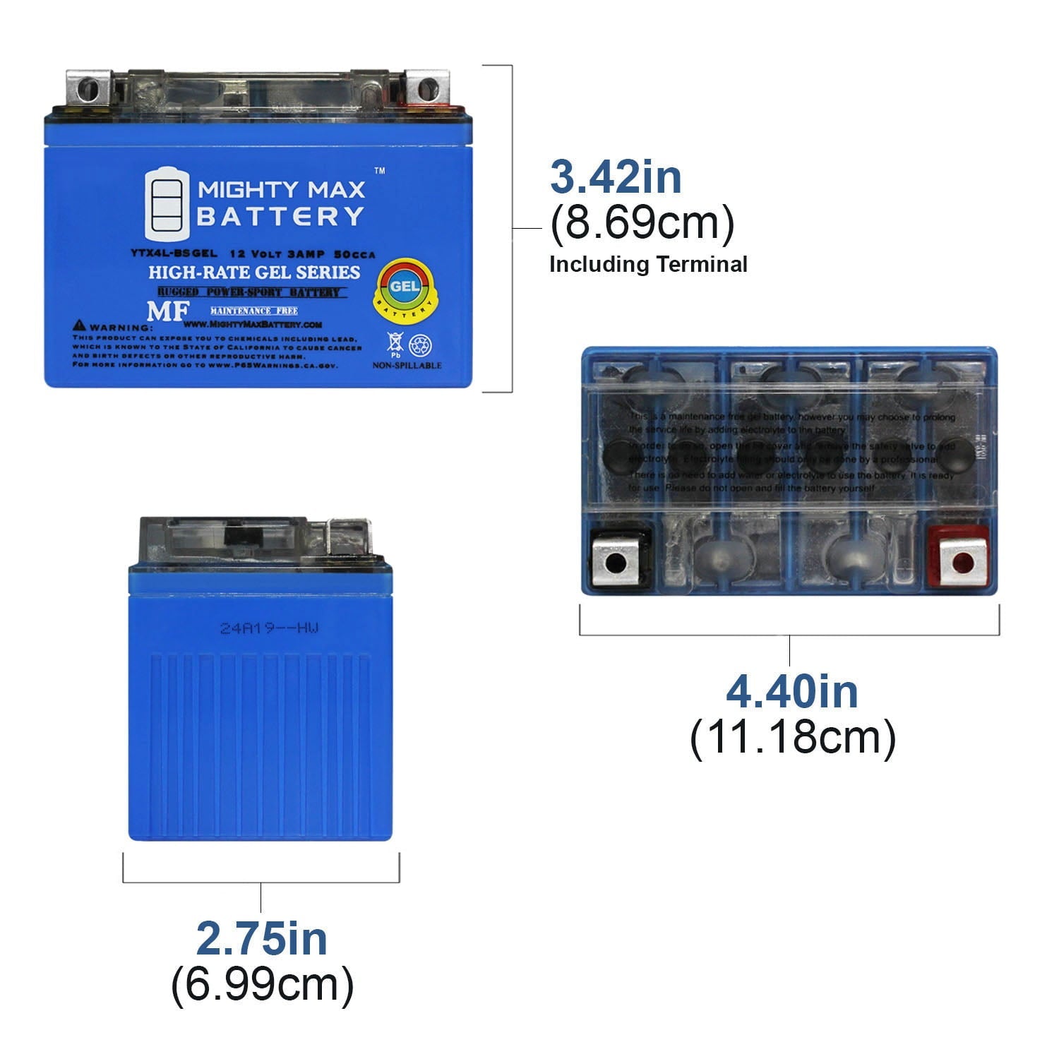YTX4L-BS 12V 3Ah GEL Replacement for Adventure Power YT4L-BS GT4L-BS