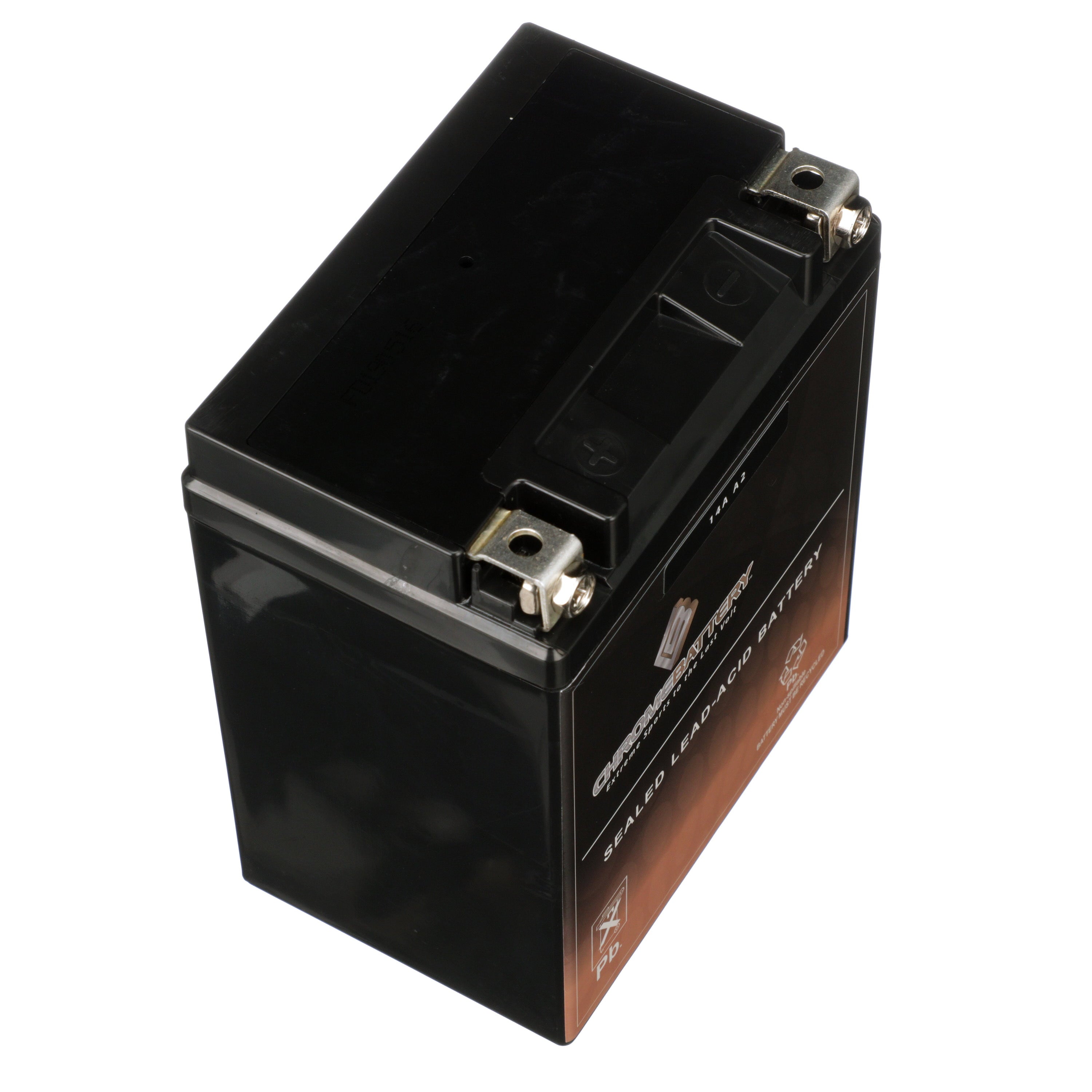 Chrome Battery Yb14A-A2 High Performance - Maintenance Free - Agm Motorcycle Battery