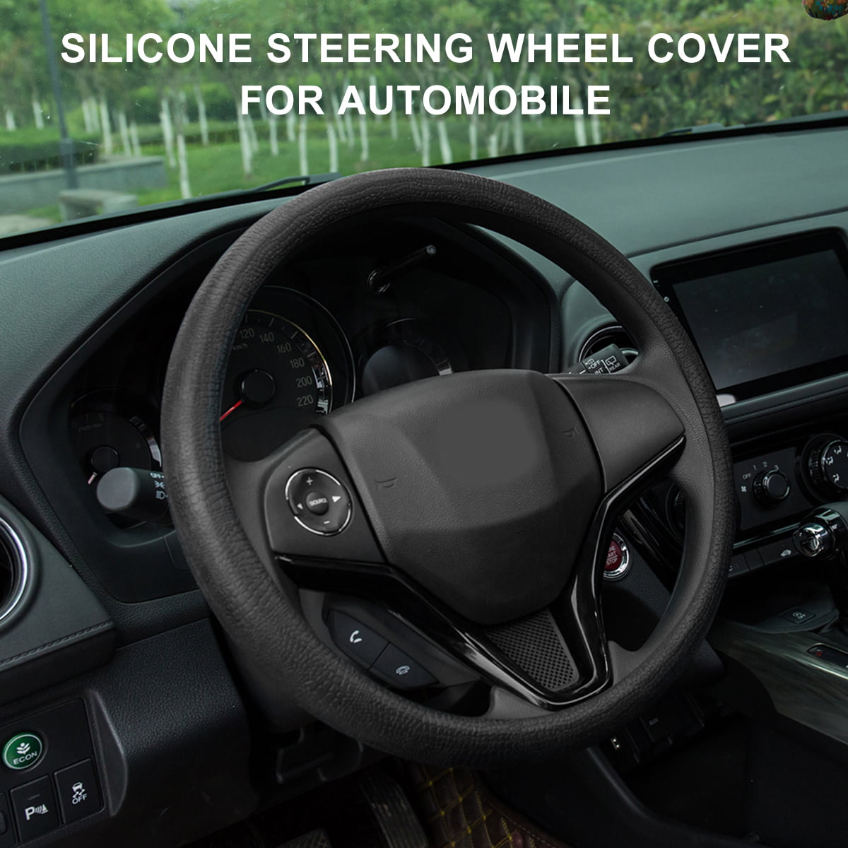 Toorise Silicone Auto Car Steering Wheel Cover Anti-Slip for 27-42CM Car Styling Steering Washable Easy to Install Wheel Protector Car Decoration Black Red Gray